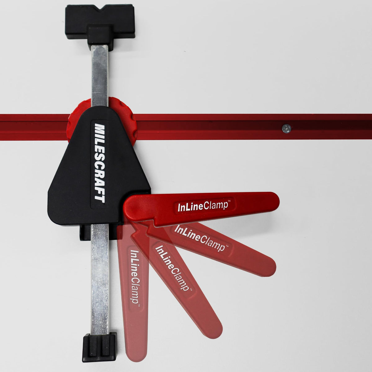 Milescraft 4030 InlineClamp used to clamp a workpiece edge-to-edge.