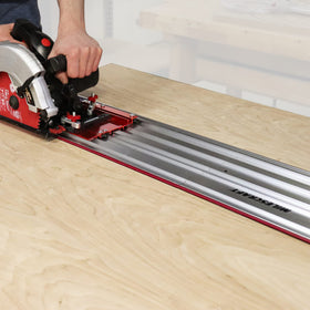 Milescraft extended range demonstrates over eight feet of cutting capacity for sheet goods.
