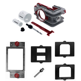 Milescraft DoorKit lock jig setup showing fast, damage-free installation