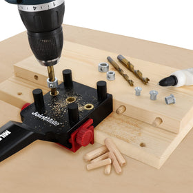 Milescraft DowelJig Kit dowel centers closeup for center marking