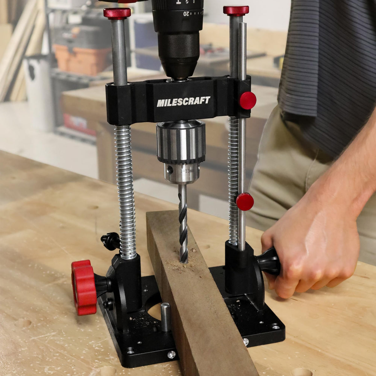 Milescraft Drill Mate Pro angle adjustment for precise angled holes