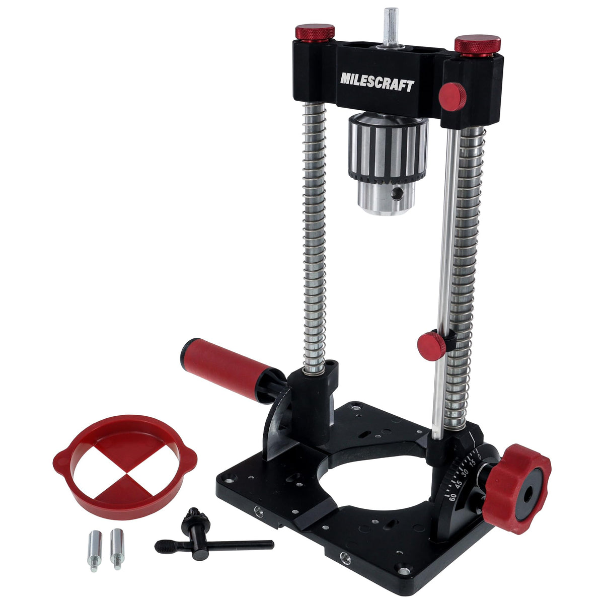 Milescraft Drill Mate Pro base with V-grooves for stable drilling