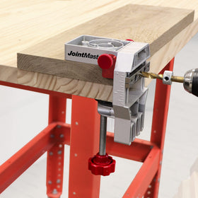 Milescraft JointMaster centering spacers simplify dowel alignment.