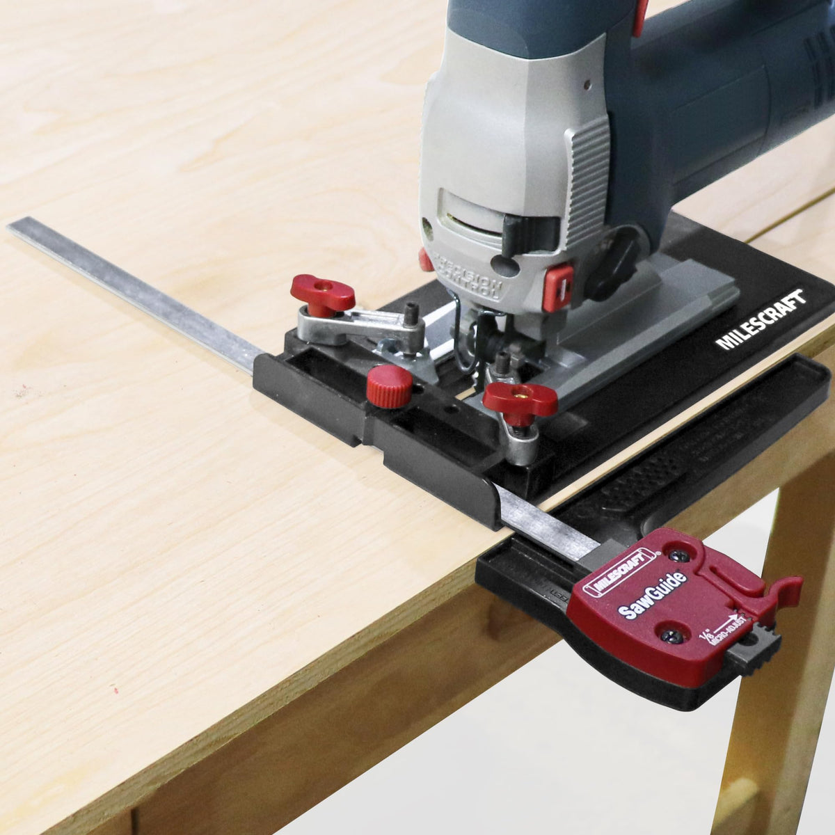 Milescraft SawGuide 1403 converts a jig saw into a guided cutter for arcs.