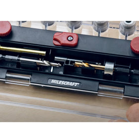 Milescraft ShelfJig centering notches simplify alignment.