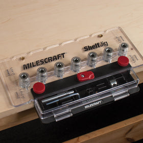 Milescraft ShelfJig quick-release hex-shaft enables fast bit changes.
