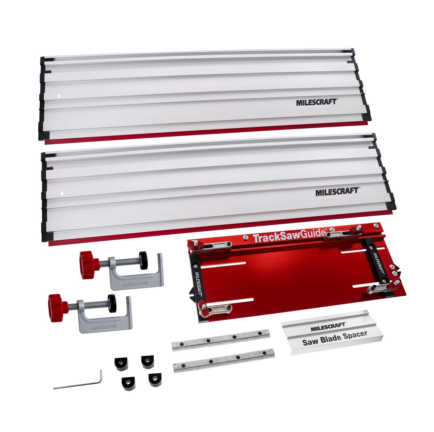 Milescraft TrackSawGuide base delivering rigid, precise straight cuts.
