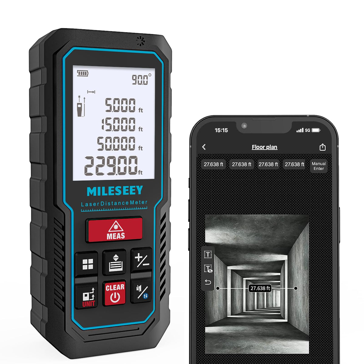MiLESEEY D5 laser measure tool captures precise distances quickly