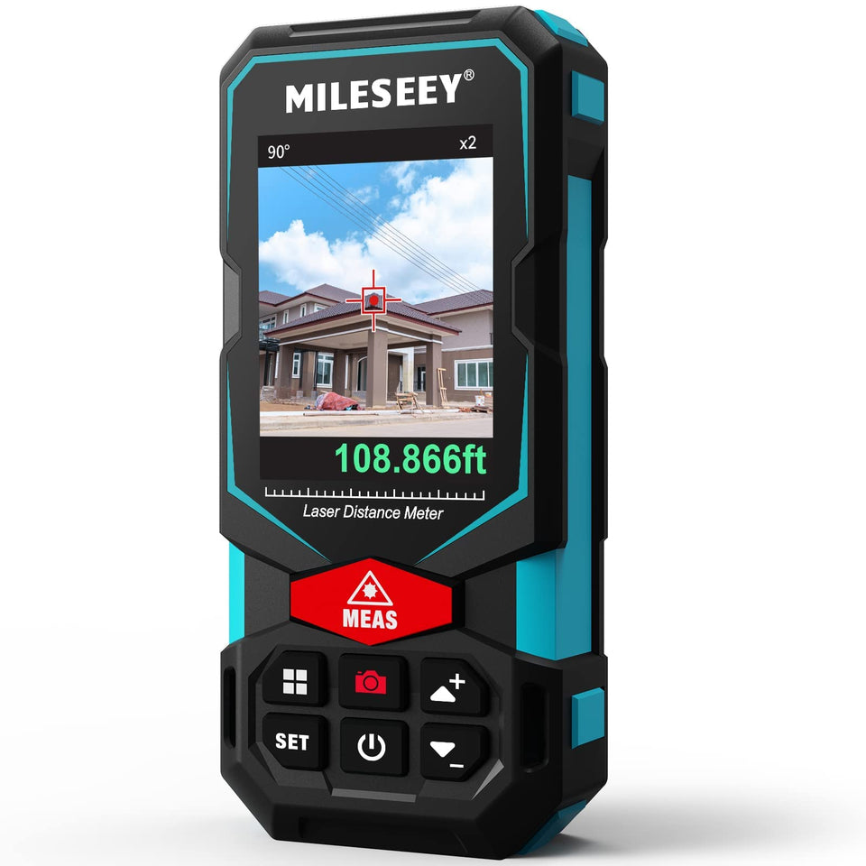 MiLESEEY laser measure 330ft range for outdoor distance accuracy.