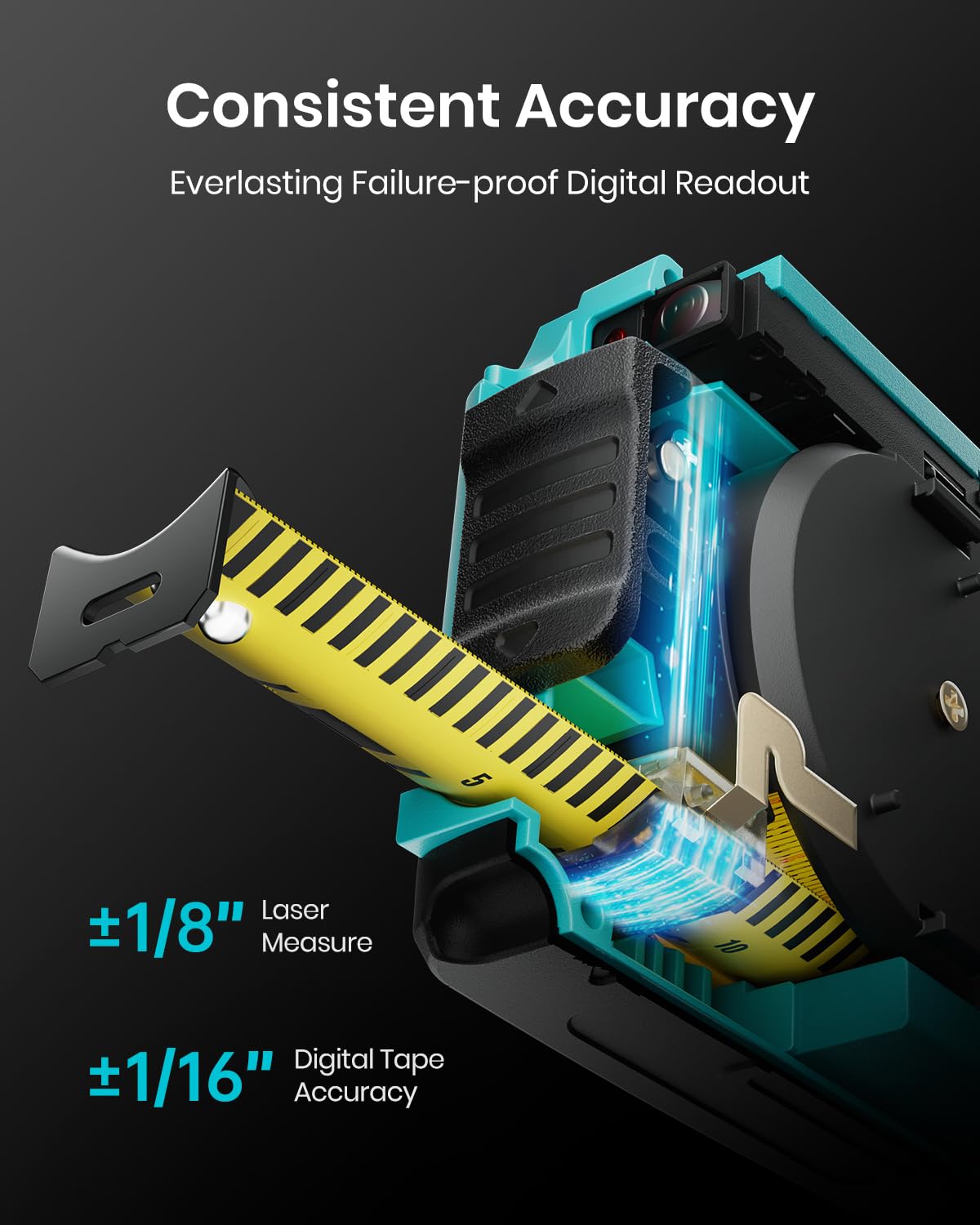 MiLESEEY DT20 laser distance feature demonstrates 130 ft range with safety