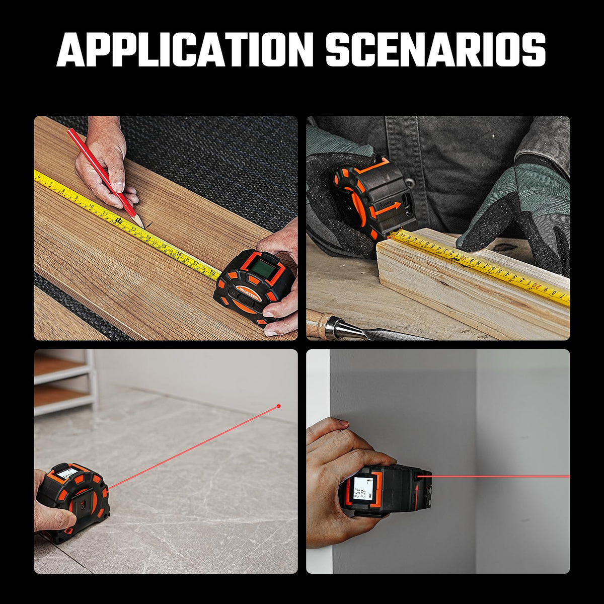 MiLESEEY dual-mode measurement supports Ft, Ft+in, and M configurations.