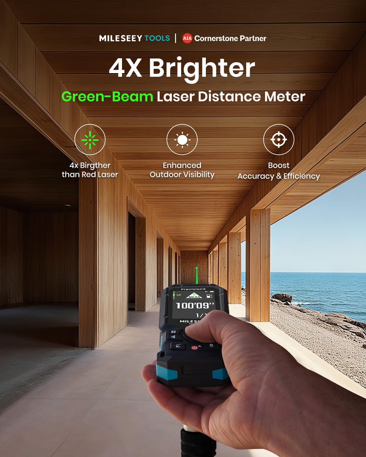 MiLESEEY S50 side-laser alignment aids quick layout and setup.
