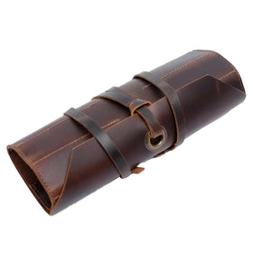 Militaria Stuffs Leather Tool Roll Open showing 10 slots for organized storage