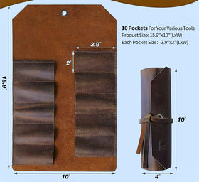 Militaria Stuffs Leather Tool Roll Pockets 2 inch wide for tools
