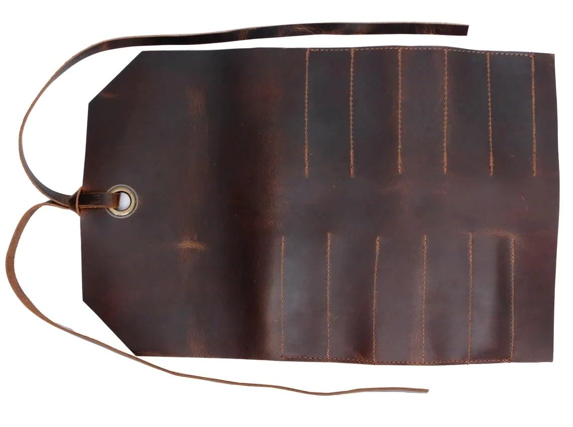 Militaria Stuffs Leather Tool Roll Rolled Up, compact for easy carry