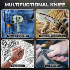 Military Gift Shop USMC knife clip closeup shows a durable pocket clip.