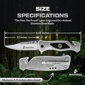 Military Gift Shop USMC knife EGA engraving and pride emblem.