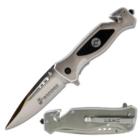 Military Gift Shop USMC knife silver blade 3-5 inch for everyday carry.