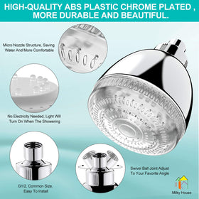 Milky House LED shower head swivels 360 degrees for easy aim