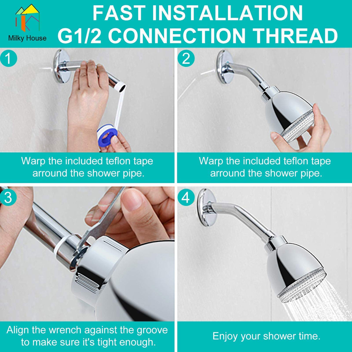 Milky House high-pressure rain shower with vibrant lighting