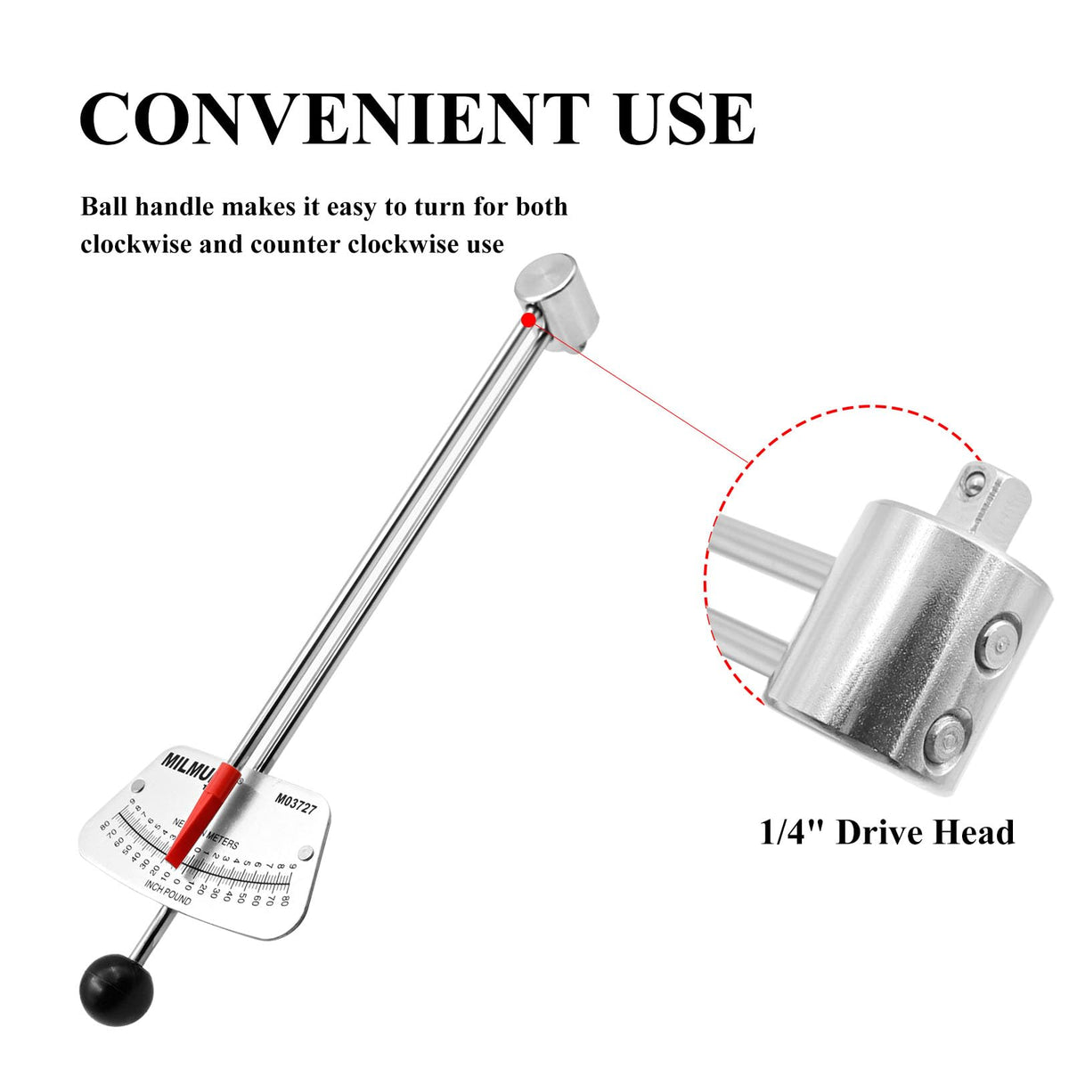 MILMUMU beam-style torque wrench in steel with mirror-chrome finish for durability