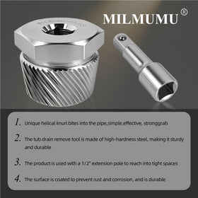 MILMUMU grip-technology end ensures secure, damage-free engagement with tub drains