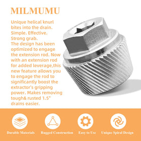 MILMUMU setup shows extension and wrench use for tub drain extraction