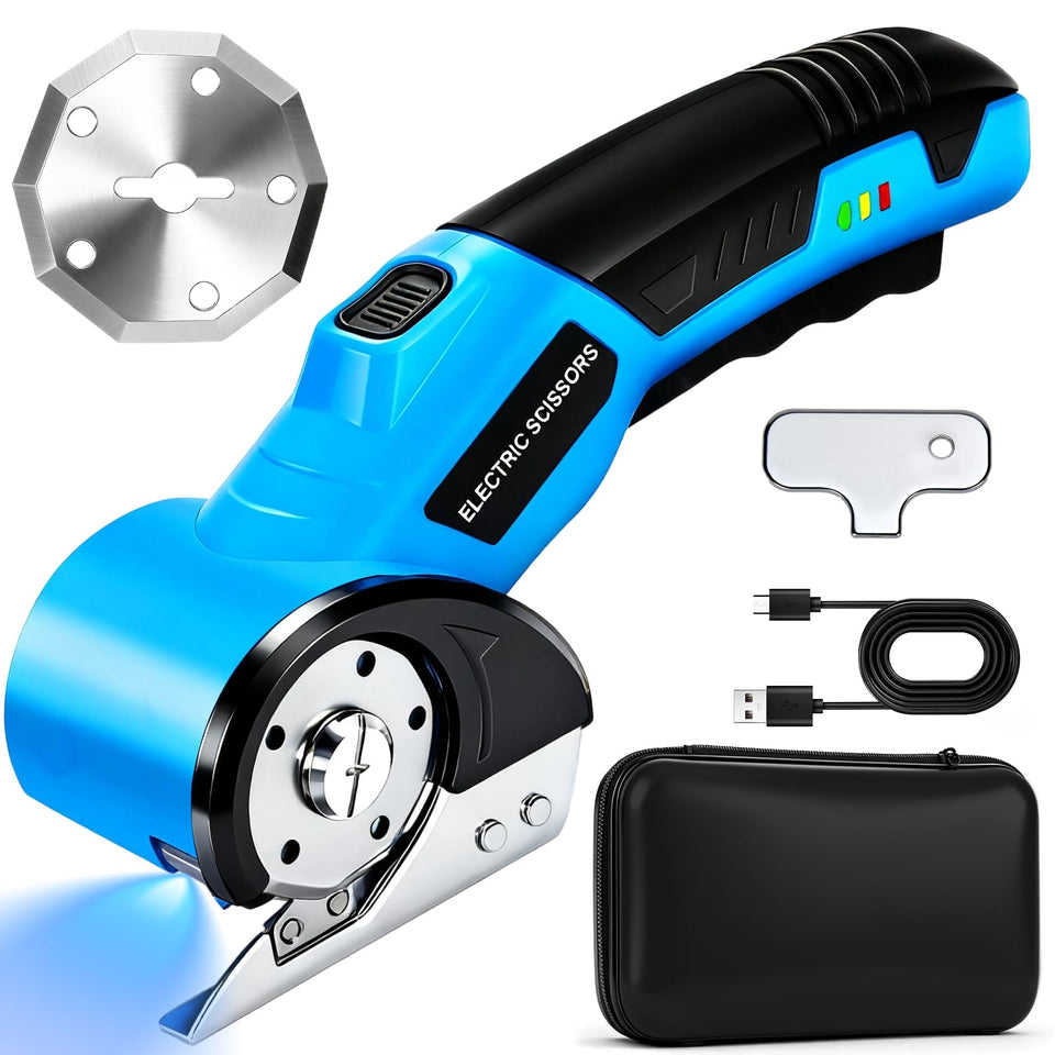 MILTNK cordless electric scissors product photo: ergonomic grip for comfortable long cutting sessions.