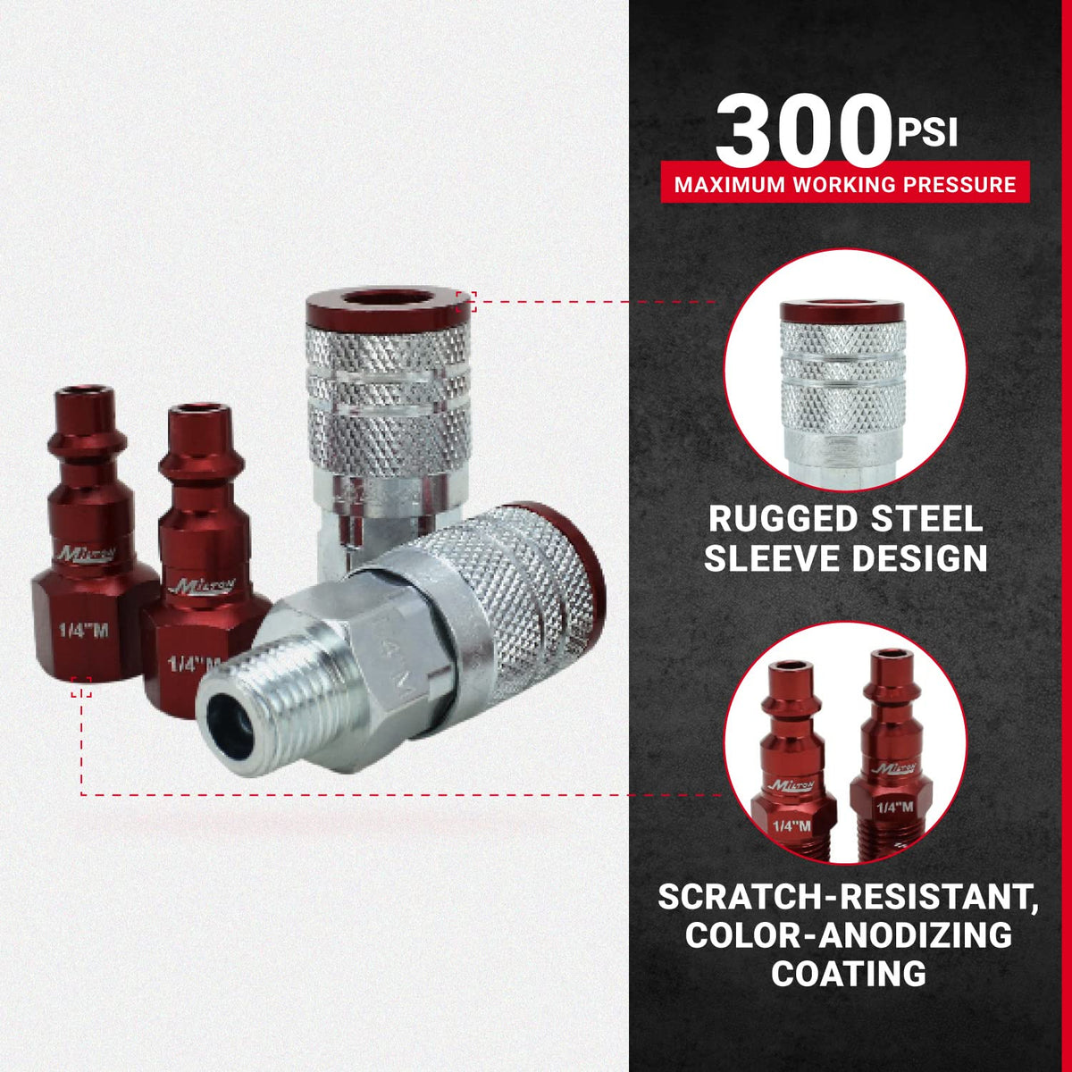 Milton ColorFit red plug illustrating color-coded line separation.