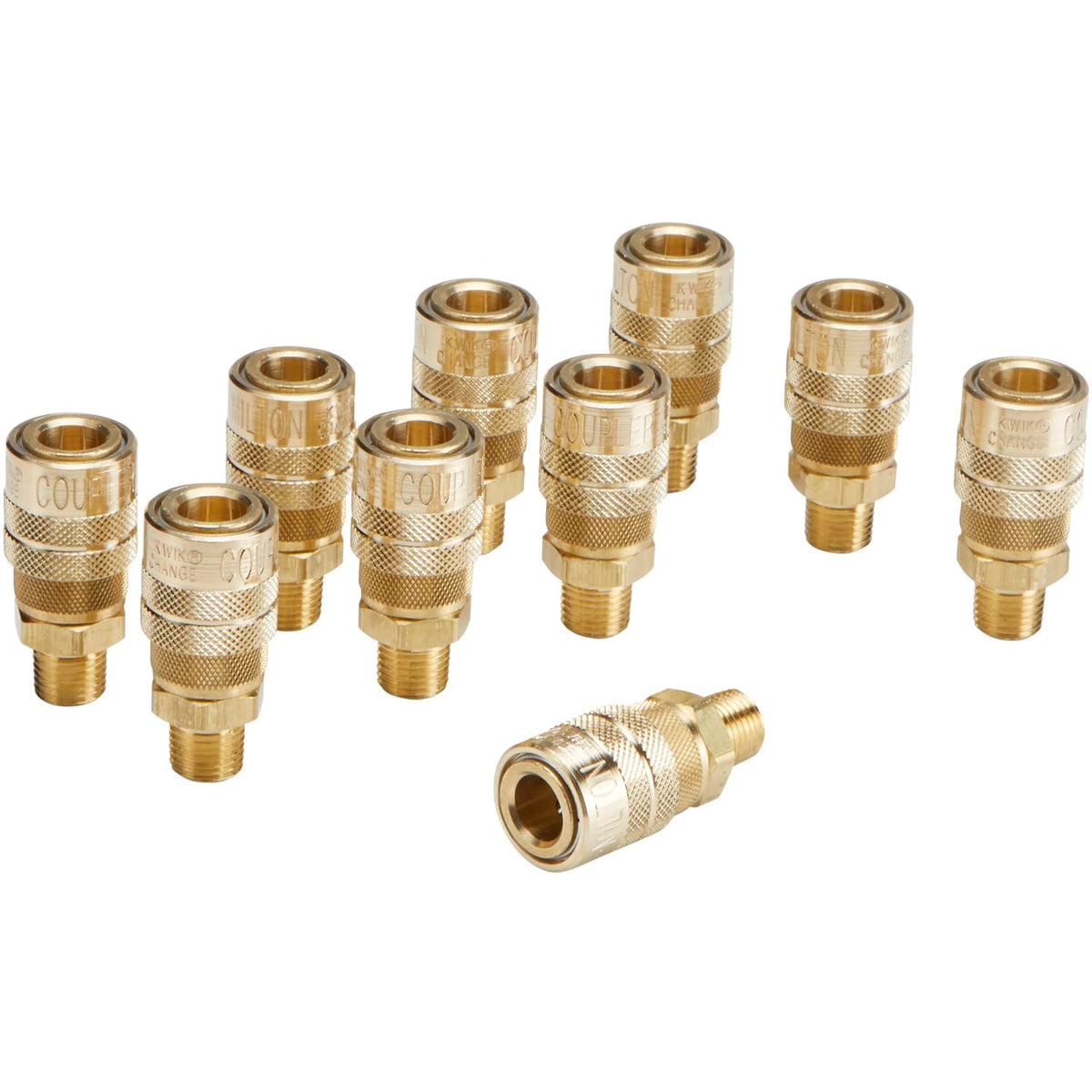 Milton M-Style quick-connect coupler for fast air line connections.