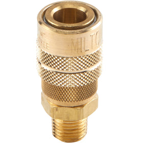 Milton NPT 1/4 inch male brass coupler for secure fittings.