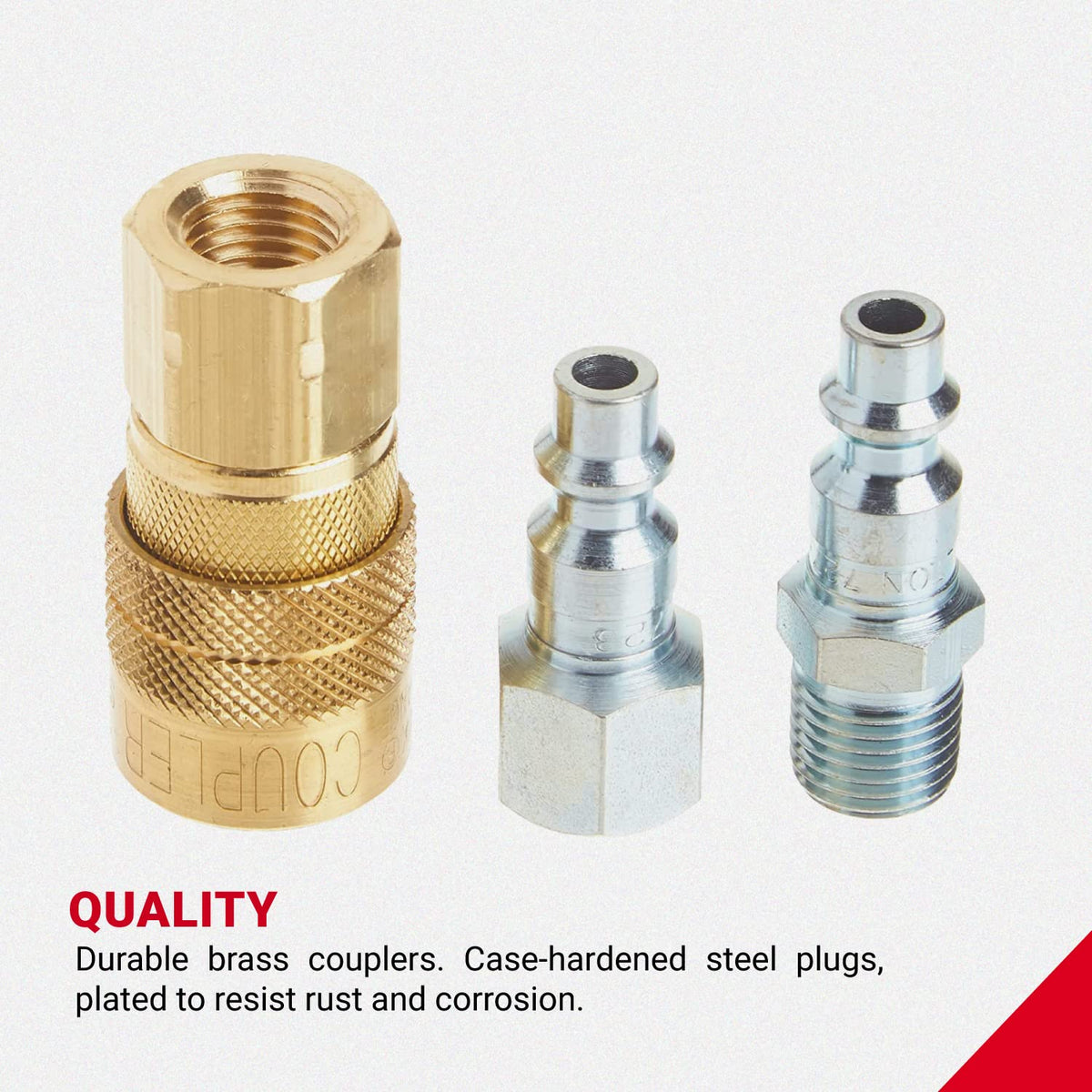 Milton S-210 MNPT plugs detail with robust case-hardened steel.