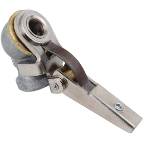 Milton S-698 air chuck grip close-up for secure valve stem lock.