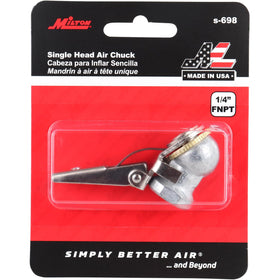 Milton S-698 in use on a car tire for quick inflation.