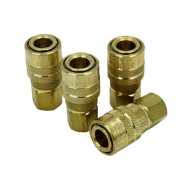 Milton S-715-4 FNPT M-style coupler, angled view highlighting quick connect capability.