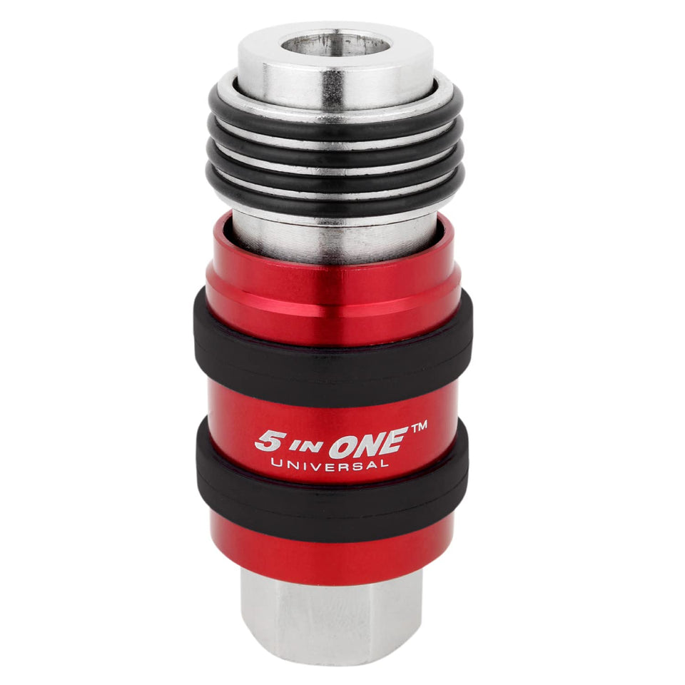 Milton S-1750 safety exhaust coupler with robust red finish for reliable air tool connections.