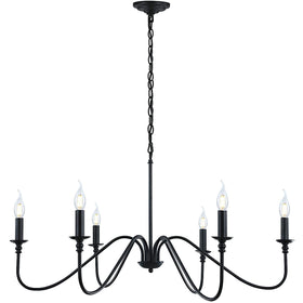 Miluolan black chandelier with 6 arms, ideal for dining rooms and elegant ambiance.