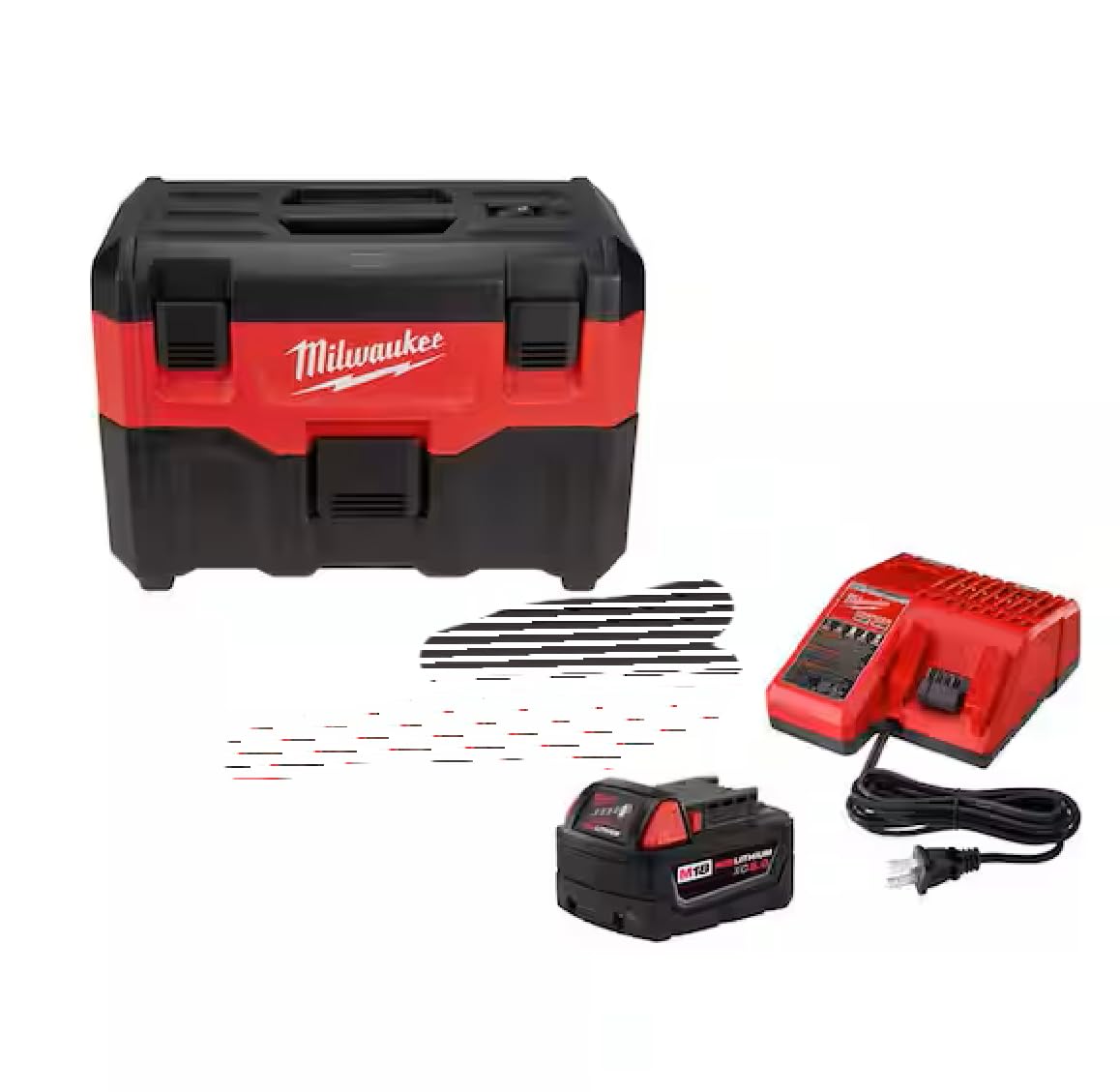 Milwaukee 0880-20P wet-dry vacuum with XC5.0 starter kit for versatile cleanup