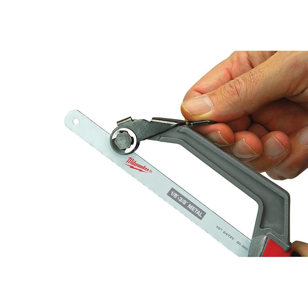 Milwaukee 10-inch blade included for immediate cutting.