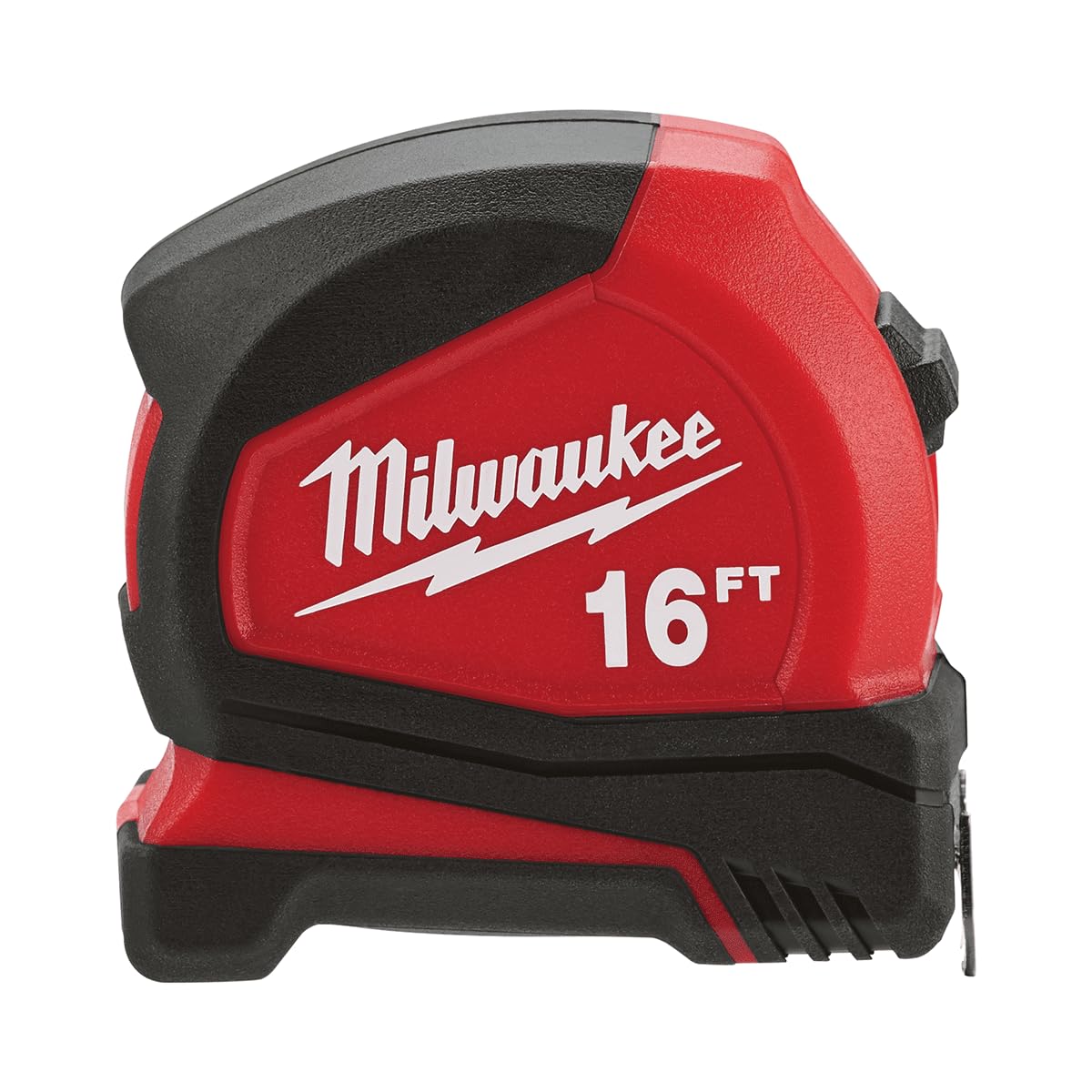Milwaukee 16 ft compact tape measure shows extended reach for on-site measurements.