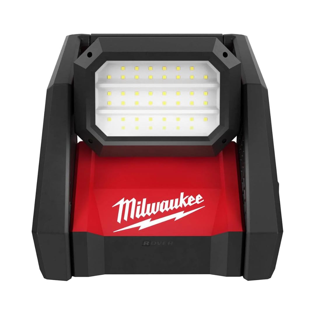 Milwaukee 2366-20 Rover dual power flood light for versatile jobsite illumination.