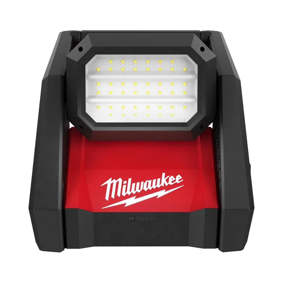 Milwaukee 2366-20 Rover dual power flood light for versatile jobsite illumination.