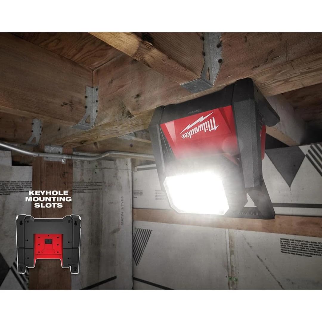 Milwaukee 2366-20 Rover light head rotation enables precise angle lighting.