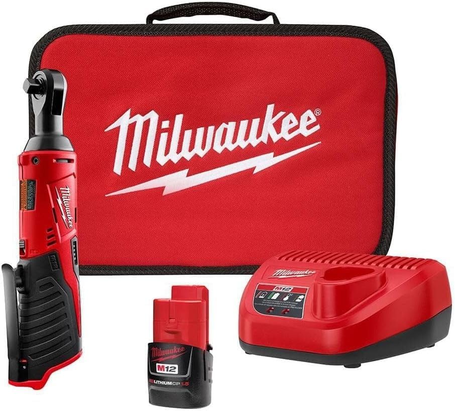 Milwaukee 2457-21 ratchet in action under car hood for tight spaces