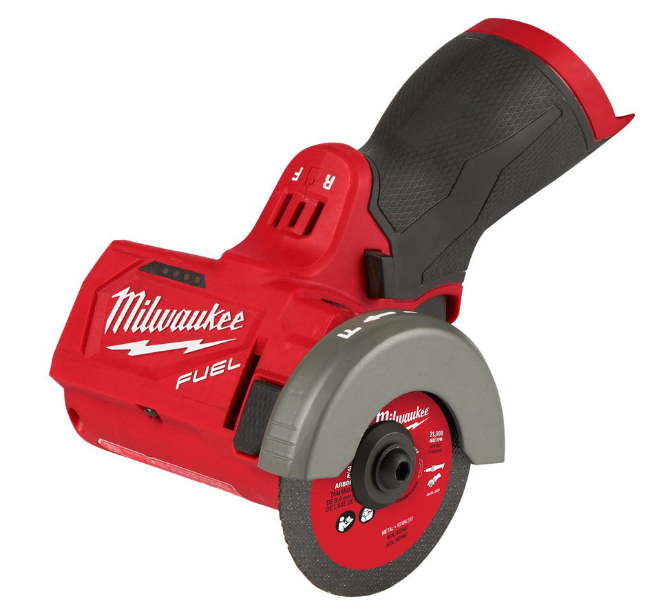 Milwaukee 2522-20 cut-off tool in action for precise cordless cuts.
