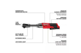 Milwaukee 2560-20 slim head profile enables better access in cramped areas.