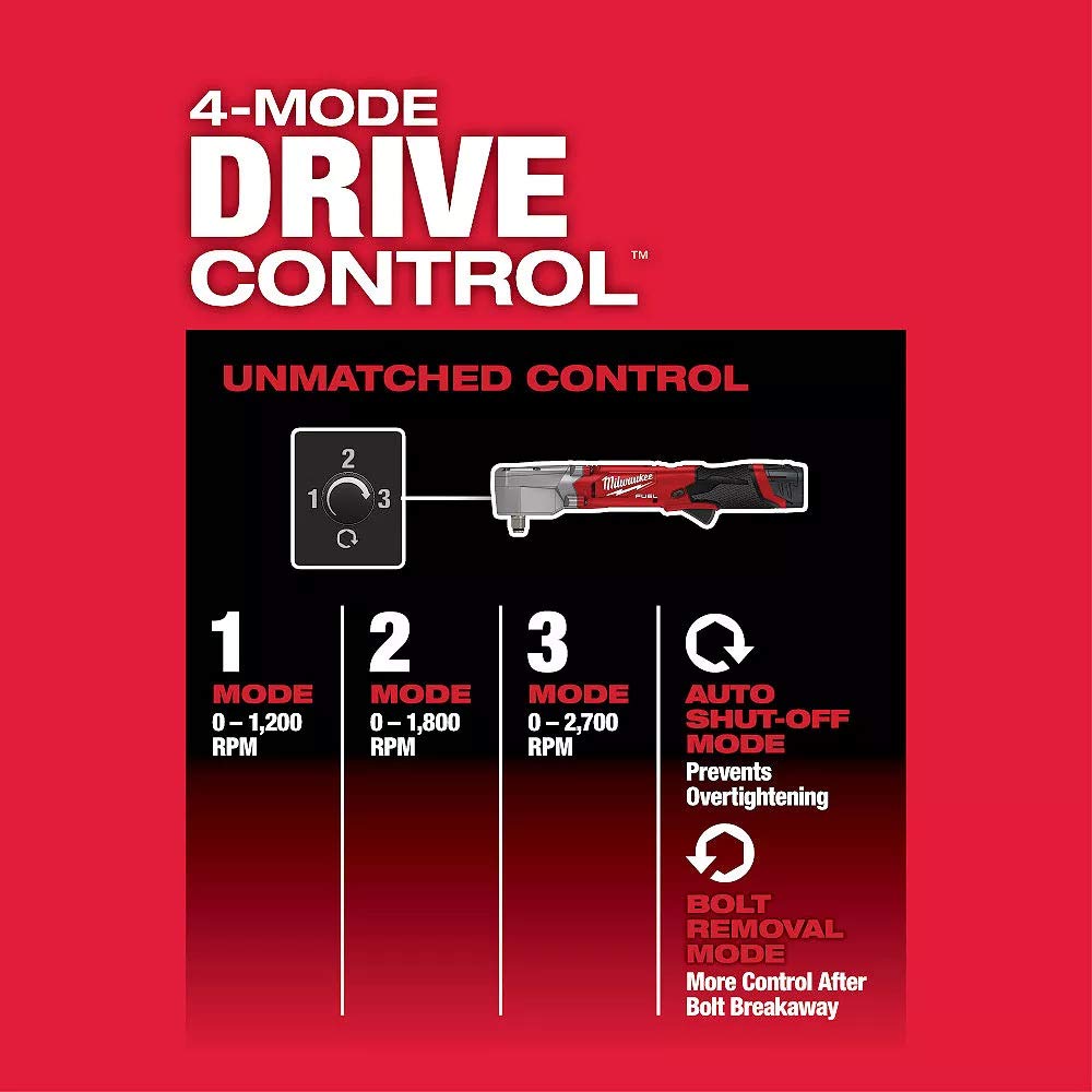 Milwaukee 2565-20 1/2-in drive square connection for reliable sockets.