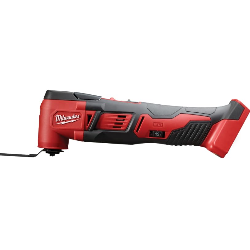 Milwaukee 2626-20 M18 multi-tool front view showing versatile cutting, grinding, and sanding.