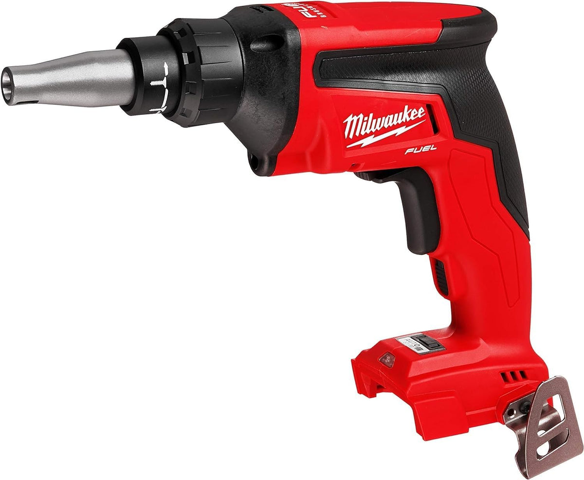 Milwaukee 2866-20 drywall screw gun front view showing compact design for overhead tasks