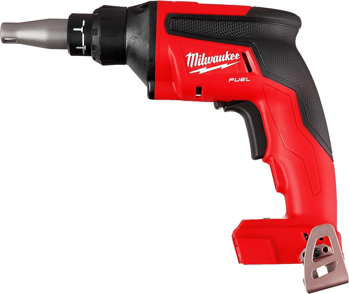 Milwaukee 2866-20 drywall screw gun side view highlighting balanced grip for comfortable use